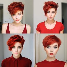 World of 60 Edgy short pixie cuts Red And Blonde Pixie Haircut, Ginger Pixie Haircut, Ginger Pixie, Short Messy Haircuts, Shaved Pixie, Red Hairstyles, Edgy Short Haircuts, Waves Haircut, Chin Length Haircuts