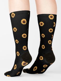 "Single sunflower" Socks by ReginaSchulz | Redbubble Single Sunflower, Cute Socks, Knee High Socks, Socks For Sale, Crew Socks, Looks Great, Sunflower, Socks, Yarn