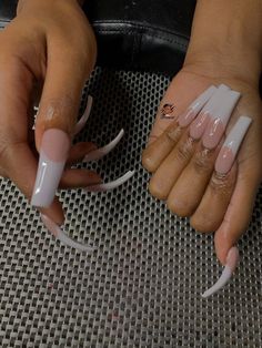 Long French Tip, Long French Tip Nails, Nail Practice, Birthday Nail, Long Acrylic Nail Designs, Dope Nail Designs, Long Acrylic Nails Coffin, Exotic Nails, Acrylic Nails Coffin Pink