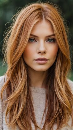 Dimensional Copper Hair With Blonde Highlights 🍁 Fall Hair For Natural Redheads, Honey Blonde With Ginger Highlights, Honey And Copper Highlights, Blonde To Redhead, Red Highlights On Dark Blonde Hair, Blonde To Copper Balayage, Winter Copper Hair, Blonde With Ginger