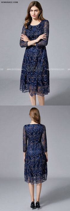 10% off now|Free shipping world-wide. L-5XL Classy Navy Blue Embroidered Party Dress with 3/4 Sleeves at GemGrace. Click to learn our pro custom-made service for wedding dress, formal dress. View #WeddingGuestDresses for more ideas. Elegant Dresses With Floral Embroidery And 3/4 Sleeves, Elegant Embroidered Half Sleeve Dress, Elegant Embroidered Half-sleeve Dress, Best Wedding Guest Dresses, For Wedding Dress, Semi Formal Dresses, Online Wedding Dress, Dress Formal, Lovely Dresses