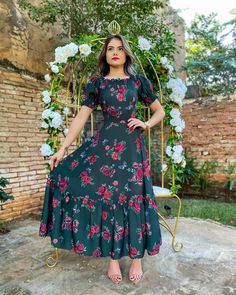 Georgette Frocks Designs For Women, Floral Frocks For Women, Simple Frock Design, Floral Frocks, Fancy Frocks, Frock Patterns