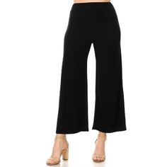 MOA COLLECTION is committed to providing each customer with the highest standard of customer service. Product Description: -Solid, high waisted, pull on pants with wide leg and elastic band waist band -Approx Length: 38 in from waist to hem, Waist: 23 in -A pair of stretch knit high-waist pants featuring a wide leg -92%POLYESTER 8%SPANDEX -HPA00410 Size Chart(Inches) / HPA00410S => Length: 36/ Waist: 23 M => Length: 37/ Waist: 25 L => Length: 38/ Waist: 27 Size: S.  Color: Black.  Gender: female Moa Collection, High Waist Wide Leg Pants, Women Trends, Pull On Pants, Waist Pants, Waist Band, High Waisted Pants, Elastic Band, Leg Pants