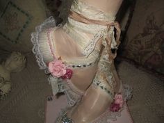 "Up for your consideration is a very pretty vintage Ballerina slipper bust. I have re painted some of it in a light pink chalk paint. I then decorated the shoes with binding, new and old jewelry pink pearls and paper roses. This is a one of a kind sculpture designed by \"Hit or Miss Treasures\". Measures 13.5\" H x 7.75\" W x 9\" D and is heavy. Lovely piece! Please zoom in on pics, for best description. Some paint loss and some small chips to base to side. Full of that vintage charm that we all Pink Chalk Paint, Vintage Core, Vintage Ballerina, Hit Or Miss, Pink Chalk, Cottage Vintage, Doll Aesthetic, Pearl Vintage, Pretty Ballerinas