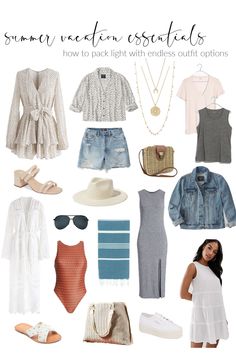 Travel Capsule Wardrobe Planner Summer Vacation Essentials, Spring Summer Capsule Wardrobe, Outfit Essentials, Vacation Essentials, Fashion Capsule Wardrobe, Summer Vacation Outfits, Pack Light, Travel Capsule Wardrobe, Summer Capsule Wardrobe