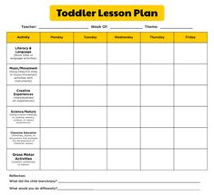 a lesson plan for toddlers to learn