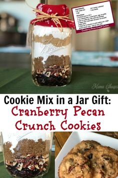 cookie mix in a jar cranberry pecan crunch cookies