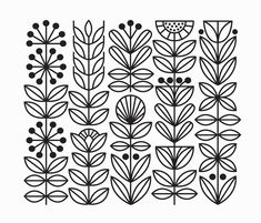 a black and white line drawing of leaves