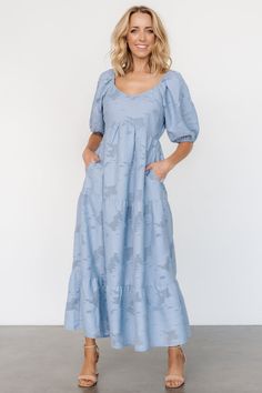 Hayward Dress | Dusty Blue - Baltic Born Muted Light Blue, Baby Blue Maxi Dress, Light Blue Wedding, Destination Dress, Baltic Born, Tiered Maxi Skirt, Dress Dusty, Blue Maxi, Dress Crafts