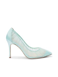 Exquisitely crafted in ruched mint tulle and satin, she's our most beautiful statement pump yet. Our Marie pointed-toe pump with tall, slim heel flatters the foot in a timeless silhouette. Chic ruched construction is both unique and ultra-comfortable. Pair with a special occasion look for your next luxurious evening out. | L'AGENCE Marie Pump In Mint Tulle/Satin Mint Heels, Pastel Knits, Well Dressed Women, Heels For Women, Current Fashion Trends, Denim Flares, Petite Maternity, Designer Heels, Premium Denim