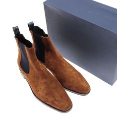 Zelli Brown Elegant Chelsea Boots With Suede Lining For Formal Wear, Elegant Suede Chelsea Boots With Plain Toe, Luxury Suede Chelsea Boots For Formal Occasions, Luxury Formal Suede Chelsea Boots, Formal Fitted Suede Chelsea Boots, Elegant Chelsea Boots With Suede Lining And Almond Toe, Elegant Chelsea Boots With Almond Toe And Suede Lining, Luxury Chelsea Boots For Galas, Elegant Chelsea Boots With Suede Lining