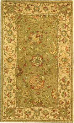 Safavieh Antiquity At21 Sage Area Rug main image Sage Design, Loloi Rugs, Antique Persian Rug, Persian Rugs, Elegant Designs, Carpet Colors, Rug Pattern, Hand Spinning, New Room