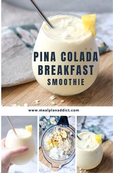 Start your morning with a taste of paradise by indulging in this Tropical Pina Colada Smoothie. Crafted by Meal Plan Addict, this refreshing blend combines the creamy richness of coconut with the sweet tang of pineapple, offering a delightful escape with every sip. Perfect for breakfast, this smoothie is not only delicious but also packed with nutrients to kickstart your day. Embrace the blissful flavors and transport yourself to a tropical getaway, all from the comfort of your kitchen. Protien Smoothies Simple, Smoothies With Water Base, Pina Colada Recipe Desert, Refreshing Smoothie Recipes, Pina Colada Protein Shake, Healthy Blended Drinks, Pina Colada Breakfast Smoothie, Individual Smoothie Recipes, Blendjet 2 Recipes Smoothies