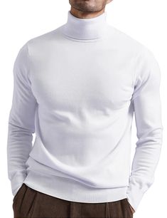 PRICES MAY VARY. Design: Mens Slim Fit Cozy High Neck Shirt featuring Long Sleeve, Ribbing Edge. Fine details make this sweater an on-trend essential and eye catching. In cooler days, it is also a good choice to match a outwear. Easy to Wash:This turtleneck shirt is not only comfortable, but it is also simple to wash. The easy care instructions are as follows: Washing max 104 F(40 C), Do not tumble dry, Do not bleach.Hand-washed or MACHINE-WASHED and hung up to air dry. Occasions:Perfect for cas High Neck Shirt, High Neck Shirts, Mock Neck And T Shirt, Mens Turtleneck, Turtleneck Sweaters, Buy Clothes Online, Pullover Sweater Men, Graduation Photoshoot, Turtleneck Shirt