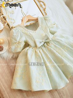 10% off now|Free shipping world-wide. Light Green Ballgown Ruffled Flower Girl Dress with Pearls Neckline at GemGrace. Click to learn our pro custom-made service for wedding dress, formal dress. View #FlowerGirlDresses for more ideas. Green Princess Dress For Wedding, Green Wedding Princess Dress, Elegant Green Princess Dress For Spring, Green Ruffled Dress For Baptism, Elegant Green Princess Dress With Ruffles, Princess Green Dress For Baptism, Fitted Green Dress For Baptism, Green Ballgown, Ruffle Flower Girl Dress