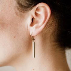 3cm-long brass bars on brass hooks. Anchor Earrings, Brass Hooks, Bozeman Mt, Brass Hook, Light Weight Earrings, Style Expert, Great Christmas Gifts, Jewelry Earrings Dangle, Etsy Earrings