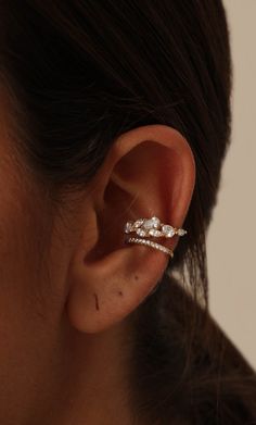 Ear Cuff No Piercing Ear Cuff Fake Piercing Silver Ear - Etsy Dainty Single Ear Cuff For Party, Gold Open Ring Cartilage Earrings, Dainty Silver Ear Cuff For Wedding, Dainty Silver Cartilage Earrings For Party, Earring Cuff, Crystal Ear Cuff, Faux Piercing, Cool Ear Piercings, Piercing Cartilage