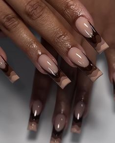 Brown Nails Design, Nude Nail Designs, Her Nails, Work Nails, Short Square Acrylic Nails, Unique Acrylic Nails, Brown Nails