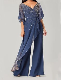 Jumpsuit Sequin, Unusual Outfits, Chiffon Jumpsuit, Sukienki Plus Size, Wedding Clothing, Jumpsuit Elegant, فستان سهرة, Bride Clothes