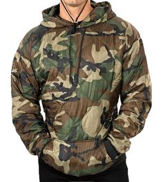 Woodland Woobie Hoodie | Woobie Official Casual Camouflage Hoodie For Outdoor Activities, Casual Hooded Tops For Hiking, Casual Camouflage Tops For Outdoor Activities, Winter Nylon Top For Outdoor, Winter Khaki Tops For Outdoor Activities, Khaki Tops For Winter Outdoor Activities, Khaki Tops For Outdoor Winter Activities, Outdoor Camouflage Top With Pockets, Hooded Nylon Top For Winter