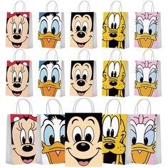 mickey mouse bags with goofy faces on them