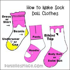 how to make sock doll clothes for dolls and other children's clothing, including socks