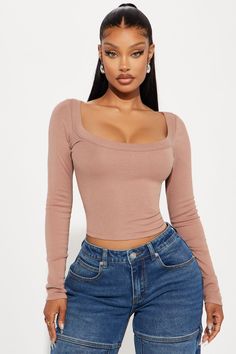 Available In Black, Wine, Heather Grey, Chocolate, Olive, And White. Scoop neck Long Sleeve Ribbed Stretch 55% Cotton 35% Rayon 10% Spandex Imported | Sydney Scoop Neck Top in Chocolate Brown size Large by Fashion Nova Fall Scoop Neck Top For Night Out, Scoop Neck Tops For Night Out In Fall, Scoop Neck Crop Top For Night Out, Fall Stretch Crop Top With Scoop Neck, Fall Crop Top With Scoop Neck And Stretch Fit, Fall Season Stretch Scoop Neck Crop Top, Scoop Neck Top, Chocolate Brown, Work Casual