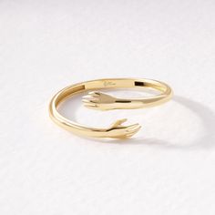 "Here's the Hugging Lovingly Ring Gold by Christo! Our 10K 14K 14K Gold Hug Stacking Ring is perfect Stackable and Daily Wear Ring for Girls. This Love Hands Open Cuff Stacked Band is designed as Premium Chick Index Finger Ring and Dainty Adjustable Love Ring for her. This hugging ring gold is perfect comfort fitting ring as a love hands ring wife design for women. Our hugging hands ring is perfect hugs giftful jewelry for soulmate, wife and grand daughter. This Stylish hugging Ring gold and bestfriend ring gift is also great birthday, anniversary or special day Jewelry Gifted Ring for girlfriend, best friend, darling, daughter, sister or yourself. Please check our other stackable rings: https://www.etsy.com/shop/Cristojuanna?ref=seller-platform-mcnav&section_id=43773456 Ring Features: We Gift Open Heart Stackable Rings, Personalized Gold Stackable Open Rings, Personalized Gold Open Heart Ring, Personalized Yellow Gold Open Heart Ring, Yellow Gold Stackable Open Chain Ring, Hands Open, Ring For Girlfriend, Index Finger Ring, Love Hands