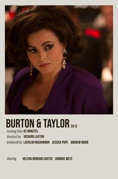 the poster for burton & taylor's upcoming show, featuring an image of a woman in