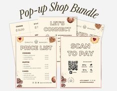 three coupons with the words, let's connect and scan to pay on them