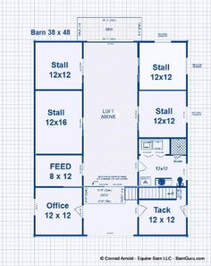 the first floor plan for a house with an attached garage and office space, as well as