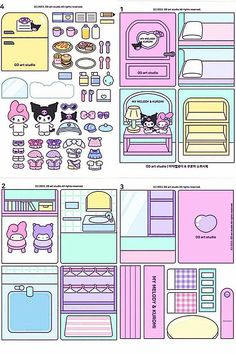 a paper doll house with furniture and accessories