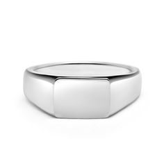 Discover the epitome of elegance with Nialaya's exquisite men's signet ring, a captivating creation that seamlessly blends craftsmanship and style. Handmade with precision from high-quality 925 sterling silver and luxuriously rhodium plated, this beautiful lightweight ring is an ideal gift for him.   The Rectangular Signet Ring stands out with its modern interpretation of the classic signet ring, featuring a sleek rectangular bezel that adds a touch of sophistication to any look. Embrace the con White Gold Open Signet Ring With Polished Finish, Luxury White Gold Signet Promise Ring, Modern White Gold Rectangular Signet Ring, Elegant White Gold Sterling Silver Signet Ring, Classic Silver Open Signet Ring, Modern White Gold Signet Ring For Anniversary, Modern White Gold Signet Ring For Promise, Timeless Silver Signet Ring For Anniversary, Modern White Gold Signet Promise Ring