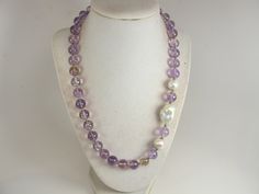 "Chunky amethyst and white pearl statement necklace, multi strand statement purple  necklace, beaded necklace, big violet  beads, amethyst  statement jewelry matching earrings, BEST SELLER Spring 2022 Fashion A bold and dramatic statement necklace featuring genuine amethyst  gemstone  beads and baroque freshwater pearls , medium weight Measurements: 19\" (478cm) plus 4\" extender Contains small parts! Not for children! Choking Hazard! Each piece of jewelry from my shop comes beautifully packaged Spring 2022 Fashion, Chunky Turquoise Necklace, Pink Gemstone Necklace, Jewelry Matching, Pink Statement Necklace, Turquoise Statement Necklace, Pearl Statement Necklace, Black Pearl Necklace, Necklace Big