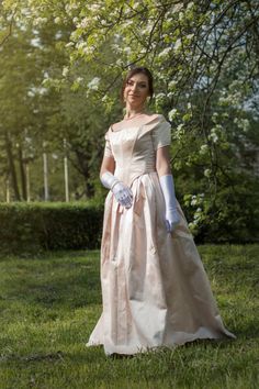 1840s Young Victoria Milk-White Dress XIX Century Ballgown White Dress Ball Gown, Romanticism Fashion, Ballgown Dresses, 1890s Dress, Victoria Era, Young Queen Victoria, Dress And Gloves, Rococo Dress, Romantic Period