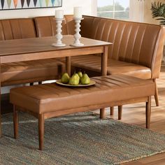 Baxton Studio Daymond Mid-Century Modern Tan Faux Leather Upholstered and Walnut Brown Finished Wood Dining Bench FredCo Modern Dining Bench, Wood Dining Bench, Dining Room Spaces, Tufted Bench, Leather Bench, Mid Century Dining, Baxton Studio, Dining Nook, Living Room Furniture Chairs