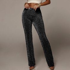 Limited Stock Available - Click "ADD TO CART" To Get Yours Now For 50% OFF 🔥 Glitz up your day with these Arimonz Glitter Sparkle Bling Trousers featuring an elastic waistband and glittery sequin fabric. Look good wherever you go. Made from the finest materials so you can be assured that your new purchase will last! Features: Soft, comfortable, and Loose Made With Polyester and Spandex Elastic and well-knitted fabric type Comes with Thick Wool Material to Protect Your Head from Chills 100% Sati Leggings With Crystals, Sparkly Flare Leggings, Sparkly Pants, Fashion Office, Relax Pants, Black Wide Leg Pants, Women Pants, Sequin Fabric, Office Lady