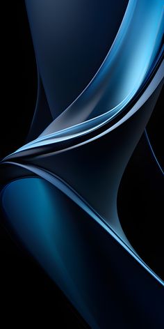 an abstract blue and black background with wavy lines in the center, as well as curves