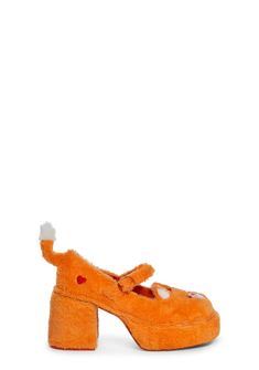 Dolls Kill x Care Bears Fuzzy Platform Mary Janes - Orange Quirky Maximalist, Dollskill Shoes, Bear Shoes, Quirky Shoes, Soft Kidcore, Maximalist Fashion, Orange Accessories, Bear Graphic, Platform Mary Janes