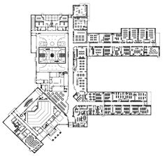 the floor plan for an office building with several rooms and two floors, including a basketball court