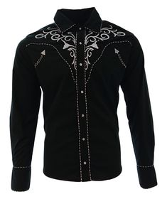 Cowboy Shirt Western Wear Camisa Vaquera El General New With Tags Color Black 65% Polyester 35% Cotton Embroidered(Bordada) Fitted Run Smaller Snap Buttons Made in Mexico Western Style Embroidered Cotton Shirt, Western Black Cotton Shirt, Embroidered Fitted Shirt For Fall, Black Western Style Cotton Shirt, Fitted Embroidered Shirt For Fall, Black Cotton Western Shirt, Fitted Long Sleeve Shirt With Embroidery, Fitted Long Sleeve Tops With Embroidered Graphics, Fitted Long Sleeve Embroidered Shirt