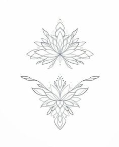 two lotus tattoos on white paper