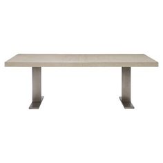 a white table with two metal legs and a light colored wood top, on a white background