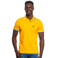 Monaco FROG Slim Fit Polo - Yellow Knit Polos Eight-X Classic Yellow Polo Shirt For Spring, Yellow Polo Shirt For Spring, Yellow Spring Polo Shirt, Spring Yellow Polo Shirt, Classic Fitted Yellow Polo Shirt, Fitted Yellow Classic Polo Shirt, Fitted Yellow Polo Shirt For Spring, Embroidered Frog, Frog Embroidery