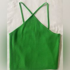 H&M Green Cris-Cross Top Nwt 70% Viscose 30% Polyamide H&m Stretch Tops For Spring, Chic H&m Crop Top For Spring, H&m Casual Summer Crop Top, H&m Spring Stretch Tops, Trendy H&m Tank Top For Spring, H&m Sleeveless Crop Top For Spring, H&m Green Tops For Spring, H&m Stretch Summer Tops, H&m Trendy Spring Tank Top