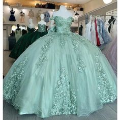 Sage Green Quinceanera Dresses, Sage Green Quinceanera, Green Quince Dress, Enchanted Forest Quinceanera, Green Quinceanera Theme, Green Quinceanera, Xv Dresses, Green Quinceanera Dresses, 15 Girls