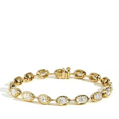 Oval Bezel Set Diamond Bar Bracelet in 18k Yellow Gold Fancy Shape Diamond Bracelet, Bezel Set Bracelet, Tennis Bracelets Diamonds, Bezel Tennis Bracelet, Oval Diamond Tennis Bracelet, Jelewry Gold, Oval Diamond Bracelet, Yellow Diamond Bracelet, Diamond Bezel Bracelet