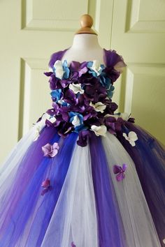 Flower Girl Dress, Tutu Dress, Photo Prop, in Purple Blue and Ivory, Flower Top, Tutu Dress Purple Tutu Dress, Purple Flower Girls, Black Flower Girl Dress, Birthday Tutu Dress, Flower Girl Dresses Blue, Purple Tutu, Dress Tutu, Flower Girl Dresses Tutu