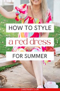 Elevate your summer style with chic and classy red dress outfits. Learn how to accessorize and add floral touches for a casual yet stylish look. Dress Outfits For Summer, Short Red Dress Outfit, Red Dress Outfits, Style Red Dress, Red Dress Casual, Red Fitted Dress, Sundress Outfit, Red Sundress