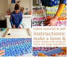 video instructions to make a loom and crochet for large tapestrys with yarn